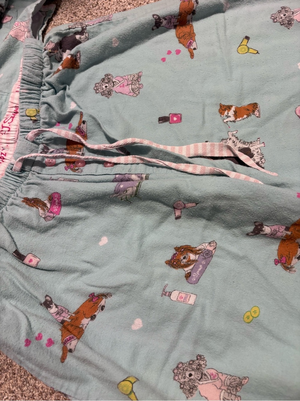 PJ Salvage Women’s Light Teal Dog Print Pajama Set Small - Picture 2 of 7